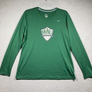 Mount Vernon Nazarine University Shirt Adult Large Green Cougar‎ Soccer Long Slv